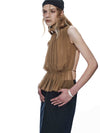 OUDE WAAG High-Neck Shirred Halter Vest OW-OW-25PF-TP03-KQ (YE420 Khaki) (OW-25SS-TP02 OW-25PF-TP03)